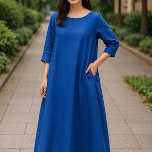 Linen maxi dress long linen dress oversized dress loose dress summer dress custom dress midi dress plus size clothing women dress