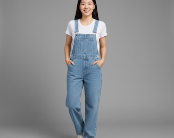 Vintage Denim Overall, Lässiger Overall mit weitem Bein