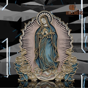Nostra Signora di Guadalupe con rose in legno stratificato - File digitale tagliato al laser CNC
