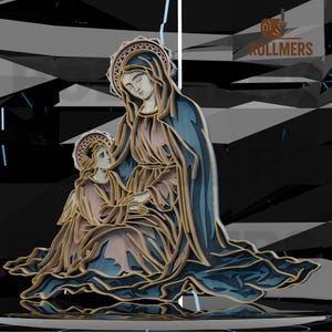Madonna col Bambino in legno stratificato - File digitale tagliato al laser CNC