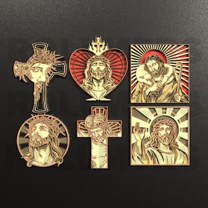 Set di file di Gesù a strati tagliati al laser / Arte digitale per CNC, Glowforge