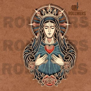 File di taglio laser del Sacro Cuore di Maria - Download digitale religioso CNC SVG DXF
