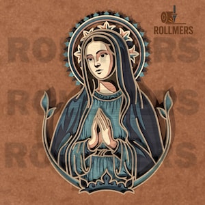 File di taglio laser a strati della Vergine Maria in preghiera - SVG DXF religioso per CNC Art