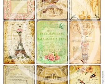 9 Vintage Victorian Flower Rose Frames Postcard ledge Border French Handmade Gift Tags Labels Card Digital Collage Sheet Images Sh120