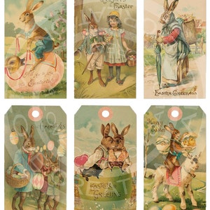 Vintage Shabby Easter Bunnies Chick Children Book ACEO card Labels Tea Party gift Hang Tags Digital Collage Sheet clip art Images Sh040 image 1