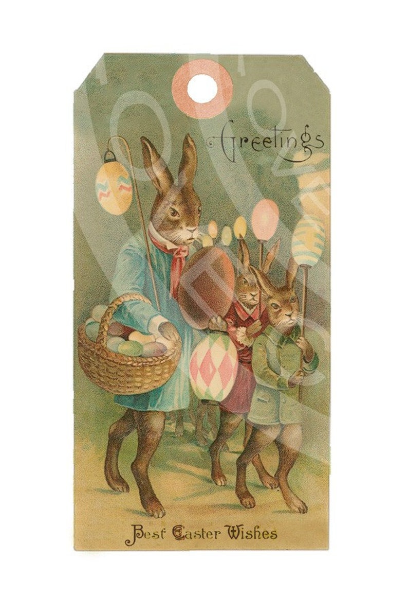 Vintage Shabby Easter Bunnies Chick Children Book ACEO card Labels Tea Party gift Hang Tags Digital Collage Sheet clip art Images Sh040 image 2