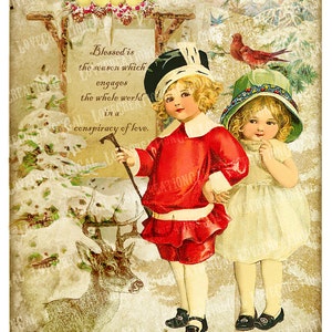 8x10 Printable Art Digital Images Vintage Christmas Tree Quotes Birds ...