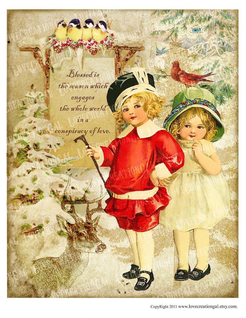 8x10-printable-art-digital-images-vintage-christmas-tree-quotes-birds