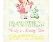 Digital PRINTABLE Vintage Celebrate Birthday Winter Snow - Etsy
