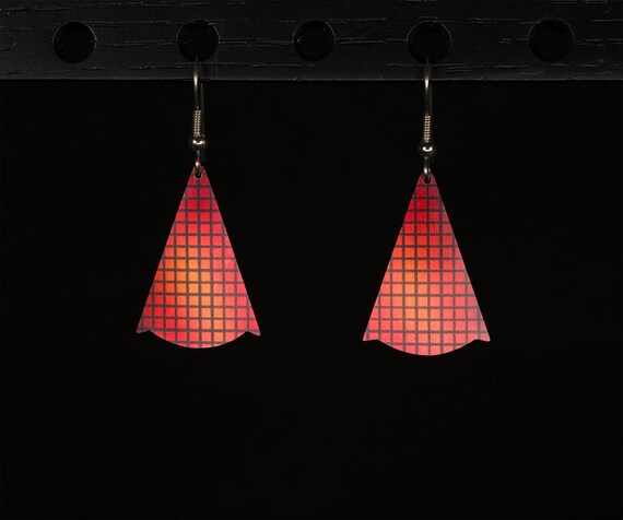 Earrings, Round Bottomed Triangular Shape, Vibran… - image 2