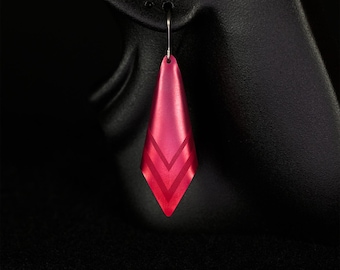 Earrings, Cape shaped, Vibrant red color, Light weight, Anodized aluminum