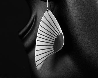 Earrings, Sterling Silver, Butterfly wing shaped