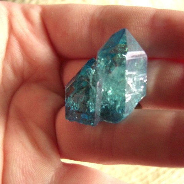 Calypso Ring -- Aqua Aura Quartz-- Adjustable