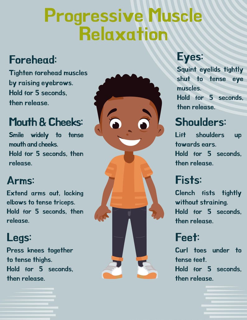 Progressive Muscle Relaxation Coping For Kids Printable Therapy Tool 