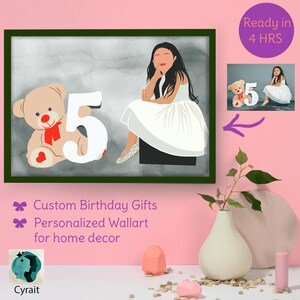 cadeaus voor dochter, muurkunst voor tienermeisjeskamerinrichting, schilderij van foto, locatiewaterverf, housewarmingcadeau voor haar aanpassen