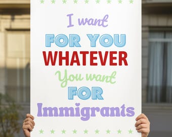 Protect Immigrants Protest Sign, Anti Trump Yard Sign, Printable Rally Sign, Resist Protest Poster, Anti Ice, Save Democracy, Political Art