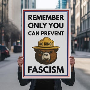 Cartello di protesta No Kings, cartello di protesta contro il fascismo e il rifiuto degli orsi, cartello anti-Trump, cartello di protesta stampabile per il raduno No Kings da scaricare, Festa del Lavoro