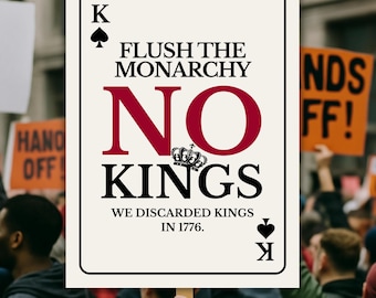 No Kings Protest Sign: Anti-Trump Rally Poster (Digital Download)