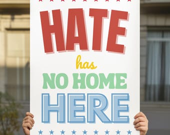 O ódio não tem lugar aqui: cartaz de protesto anti-Trump, protesto contra os Reis, pôster de ativista para impressão (download digital)