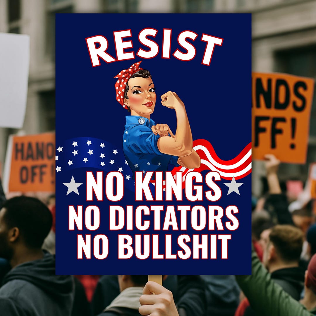 Resist No Kings Protest Sign: Anti Trump Rally Poster (digital Download ...