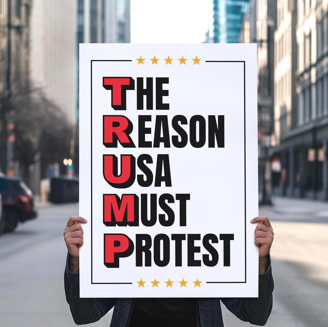 Anti-trump Protest Sign: Democracy Rally Poster (digital Download, 5 ...