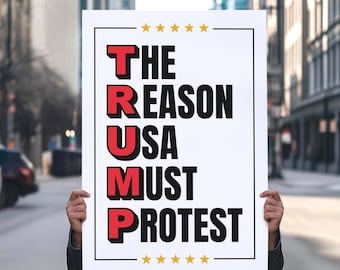 Anti-Trump Protest Sign: Democracy Rally Poster (Digital Download, 5 Sizes)