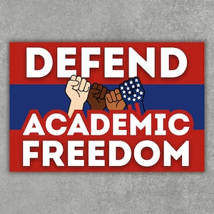 Cartel de protesta imprimible "Defensa de la libertad académica", cartel anti-Trump para jardín, póster de protesta para marzo, descarga digital de arte político