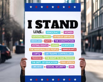 Democracy Protest Sign: Anti Trump Rally Art (Digital Download, Printable JPEG