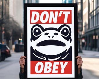 Portland Frog Don't Obey Protest Sign: Anti Trump Rally Poster For No Kings (Digital Download)