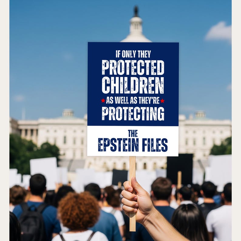 Epstein Files Protest Sign: Anti Trump Rally Poster Labor Day
