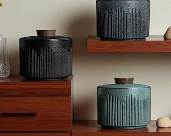 Minimalist Ceramic Storage Jar with Lid | Tea Canister | Food Storage | Food Keeper | Kitchen Organizer | Pantry Storage I Sugar Bowl