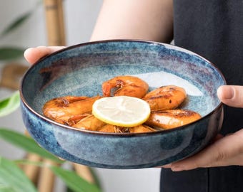 Japanese Ceramic Bowl Set | Creative Deep Soup & Salad Bowl | Ramen Bowl I Rice Bowl I Large Serving Bowl | Modern Tableware I Birthday Gift