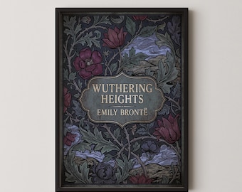 Plakat ścienny „Wichrowe Wzgórza” Emily Bronte, okładka książki Dark Academia do pobrania