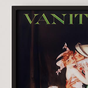 A close-up of the theatrical art print displayed on a gallery wall, showing the rich, moody colors and romantic subject matter.