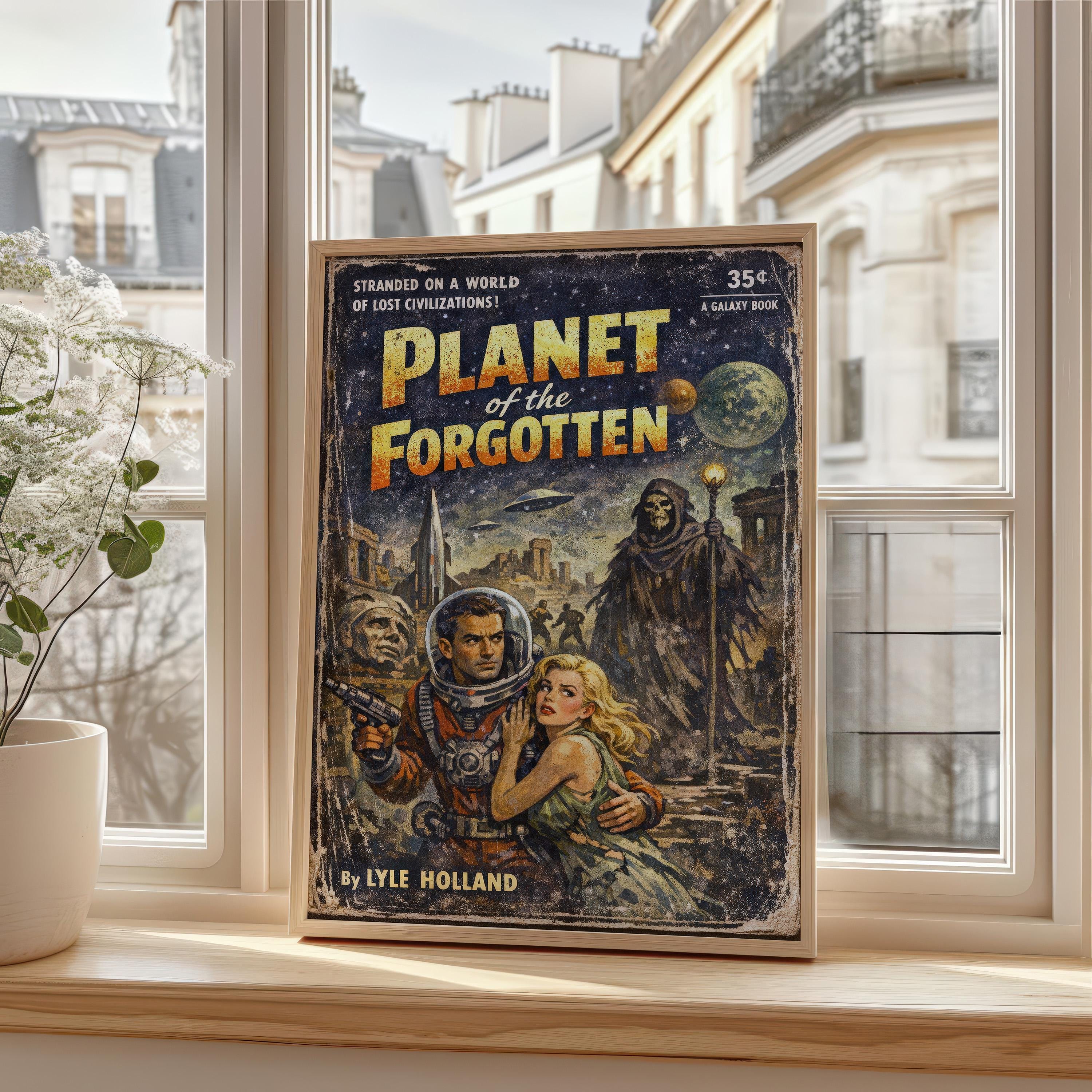 Vintage Sci-fi Book Cover Art Print Planet of the Forgotten Retro Pulp ...