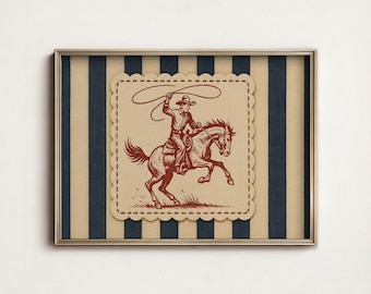 Stampa di cavallo da rodeo: decorazione murale in stile cowboy retrò (download digitale)