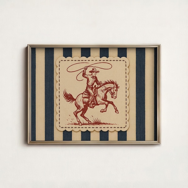 Rodeo Horse Print: Retro Cowboy Wall Art (Digital Download)