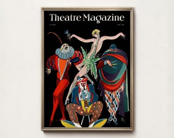 Vintage Theatre Magazine Cover Print 1927 Art Deco Cabaret Poster Digital Jazz Age Wall Art