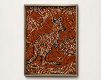 Aboriginal Art Kangaroo Print: Australian Dot Painting (Digital Downloadable Artwork)