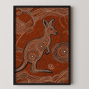Aboriginal Art Kangaroo Print: Australian Dot Painting (Digital Downloadable Artwork)