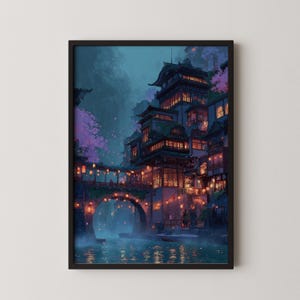 Spirited Away Bathhouse Print: Studio Ghibli Inspired Anime Art (Digital Download)