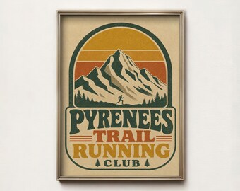 Vintage Pyrenees Trail Running Club Mountain Poster Print (Digital Download)
