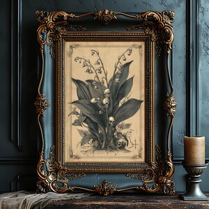Conceptual art print merging botanical elements with human skulls, evoking a hauntingly beautiful theme.