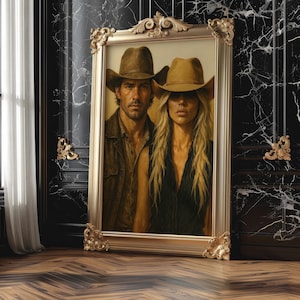 Cowboy and Cowgirl wall art, vintage western decor, printable wall art, rustic girly wall art, digital download