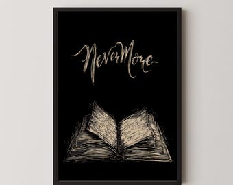 Dark Academia Edgar Allan Poe Nevermore Book Art Digital Print (Digital Download)