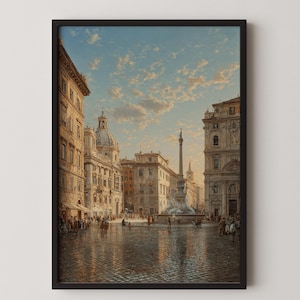 Piazza Navona Rome Print: Vintage Italian Cityscape (Digital Download)