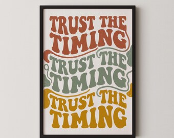 Retro gewellter Text Print Erdfarbene Typografie Kunst Poster im Stil der 70er Jahre