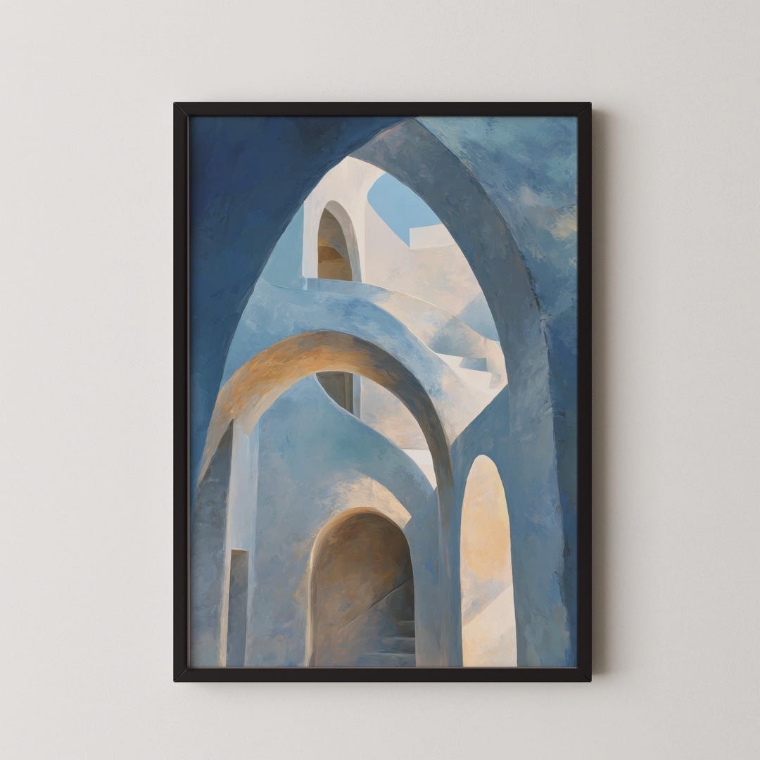 Abstract Arch Mediterranean Bluescape Print - Etsy