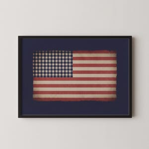 Gingham Check American Flag Digital Print Rustic Wall Art File