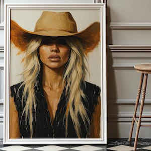 Retro Cowgirl Wall Art Print: Vintage Western Home Decor (Digital Download)